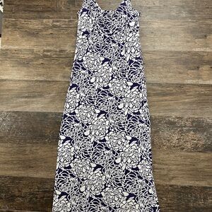 LOFT Floral Purple White Maxi Dress